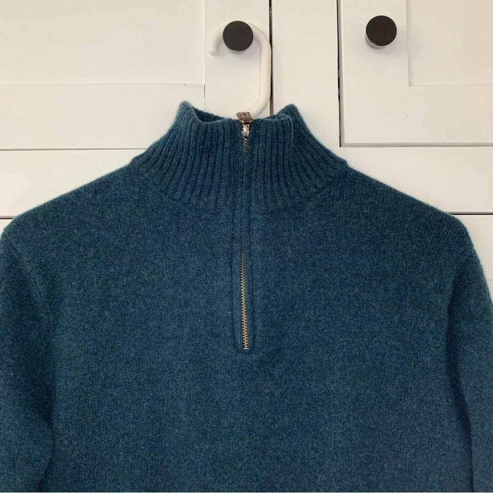 J.Crew Green Lamb’s Wool Half Zip Up Sweater Size Medium